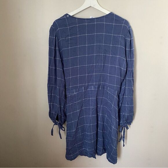 Melrose & Market Dress Long Sleeve Plaid Blue Mini Casual - Picture 4 of 12